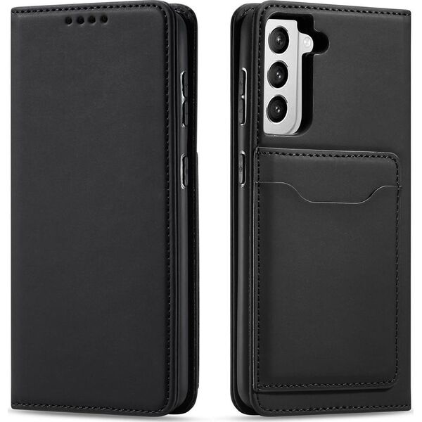 Hurtel Magnet Card Case etui do Samsung Galaxy S22+ (S22 Plus) pokrowiec portfel na karty kartę podstawka czarny 11542331 9145576251300