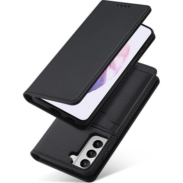 Hurtel Magnet Card Case etui do Samsung Galaxy S22+ (S22 Plus) pokrowiec portfel na karty kartę podstawka czarny 11542331 9145576251300