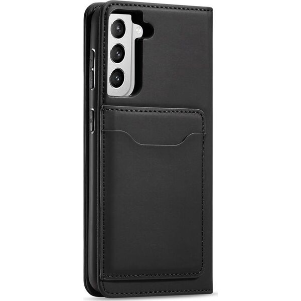 Hurtel Magnet Card Case etui do Samsung Galaxy S22+ (S22 Plus) pokrowiec portfel na karty kartę podstawka czarny 11542331 9145576251300