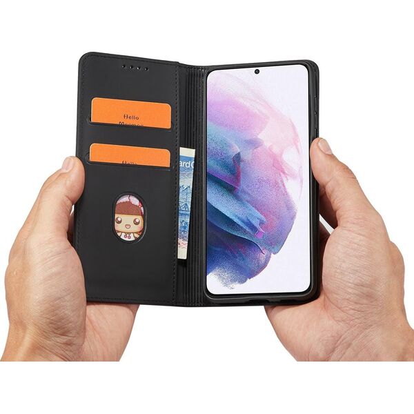 Hurtel Magnet Card Case etui do Samsung Galaxy S22+ (S22 Plus) pokrowiec portfel na karty kartę podstawka czarny 11542331 9145576251300