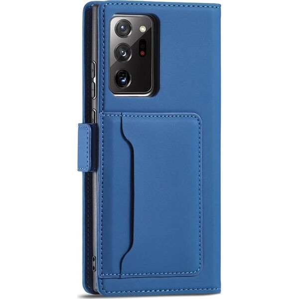Hurtel Magnet Card Case etui do Samsung Galaxy S22 Ultra pokrowiec portfel na karty kartę podstawka niebieski 11542336 9145576251355