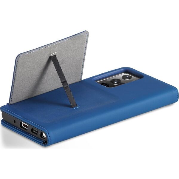 Hurtel Magnet Card Case etui do Samsung Galaxy S22 Ultra pokrowiec portfel na karty kartę podstawka niebieski 11542336 9145576251355
