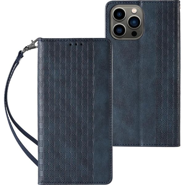 Hurtel Magnet Strap Case etui do iPhone 12 Pro Max pokrowiec portfel + mini smycz zawieszka niebieski 11542347 9145576250150