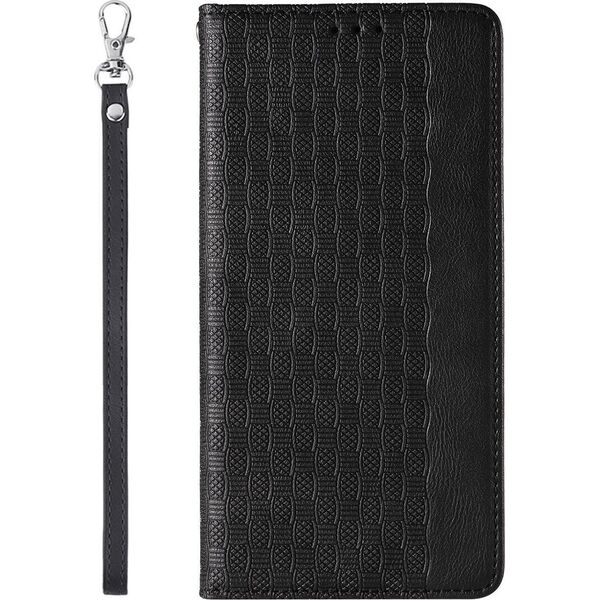 Hurtel Magnet Strap Case etui do iPhone 12 Pro Max pokrowiec portfel + mini smycz zawieszka czarny 11542350 9145576250143