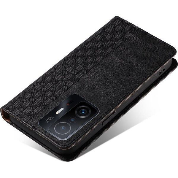 Hurtel Magnet Strap Case etui do Samsung Galaxy A12 5G pokrowiec portfel + mini smycz zawieszka czarny 11542372 9145576250341