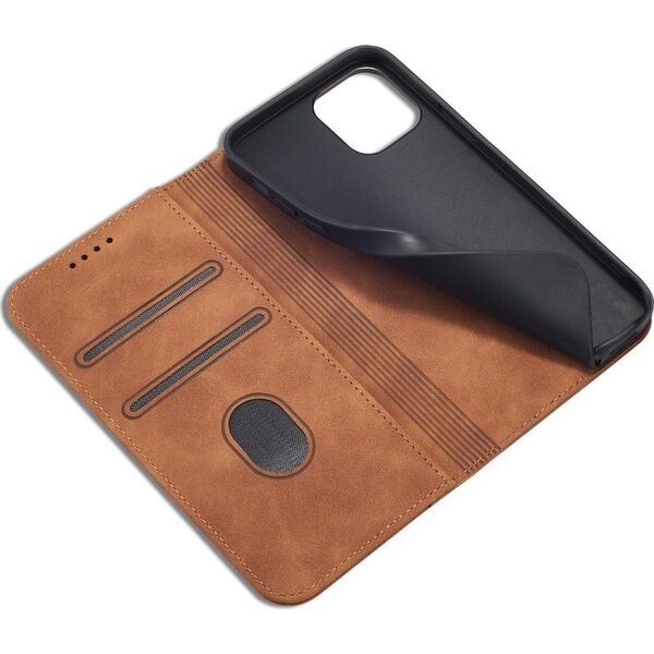 Hurtel Magnet Fancy Case etui do iPhone 12 Pro Max pokrowiec portfel na karty kartę podstawka brązowy 11542412 9145576249482