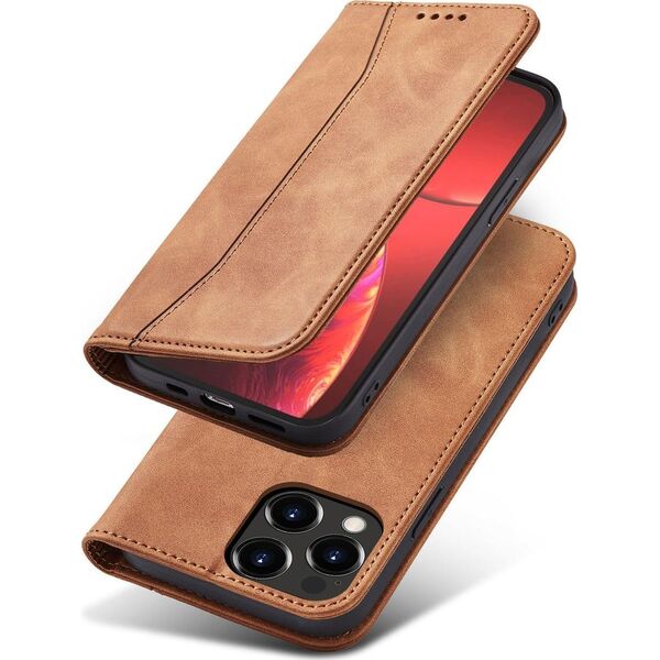 Hurtel Magnet Fancy Case etui do iPhone 13 Pro Max pokrowiec portfel na karty kartę podstawka brązowy 11542430 9145576249642