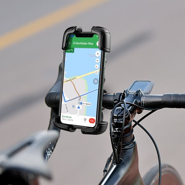 Wozinsky Wozinsky mocny uchwyt na telefon na kierownicę roweru, motocykla, hulajnogi czarny (WBHBK6) 11548600 5907769306723
