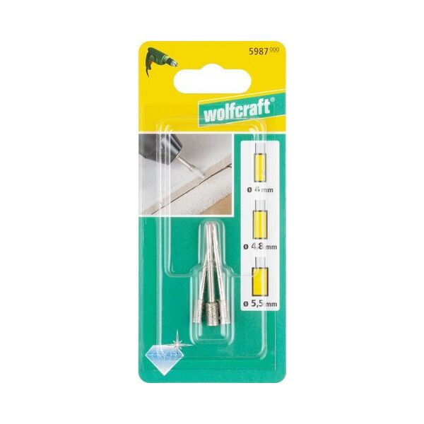 Wolfcraft Zestaw ściernic diamentowych Wolfcraft - cylindryczny 3 częściowy. 11548647 4006885598706
