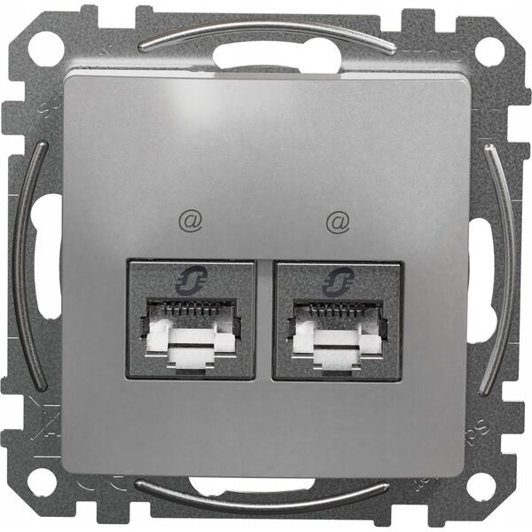 SCHNEIDERE Gniazdo komputerowe podwójne RJ45 Schneider Sedna Design SDD113462S kategoria 6 STP srebrne aluminium Design & Elements 11552933 3606481466839