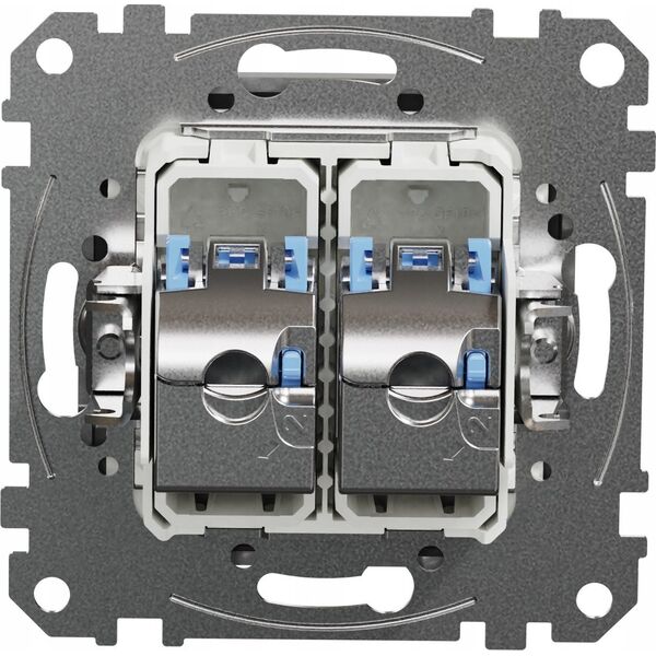 SCHNEIDERE Gniazdo komputerowe podwójne RJ45 Schneider Sedna Design SDD113462S kategoria 6 STP srebrne aluminium Design & Elements 11552933 3606481466839