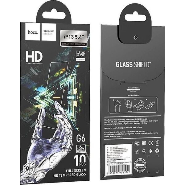 Hoco HOCO szkło hartowane INSTANT Full screen HD (SET 10in1) - MULTIPACK do Iphone 13 MINI ( 5,4" ) G6 11558675 6931474756602