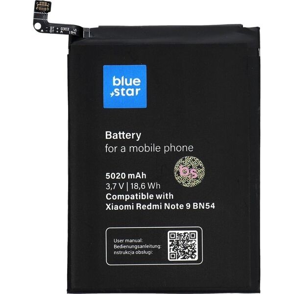 Bateria Blue Star Bateria do Xiaomi Redmi Note 9 (BN54) 5020 mAh Li-Ion Blue Star 11560230 5903396129834