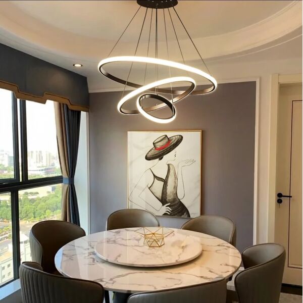 Lampa wisząca Krislamp Ring KR 438-3L lampa wisząca zwis 100W LED 3000-6000K czarna 11616480 5907582569985