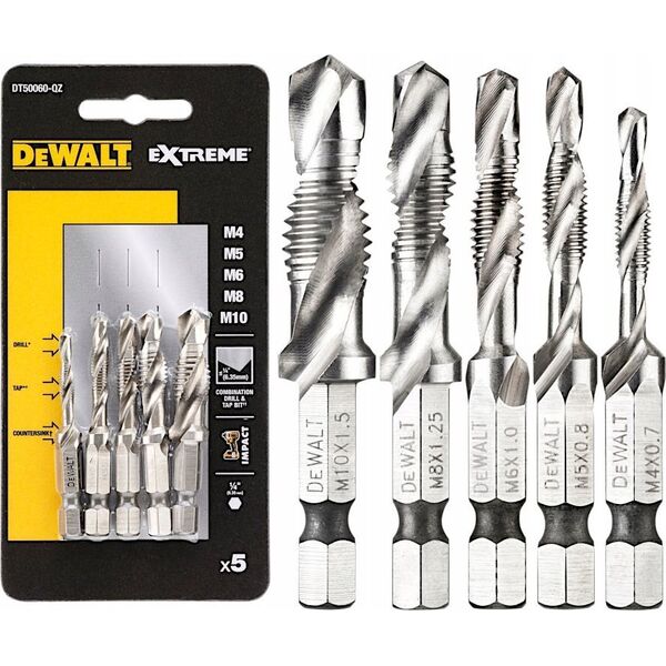 Wiertło Dewalt Wiertła samogwintujące M4-10 uch.HEX 5szt 11623904 5054905286149