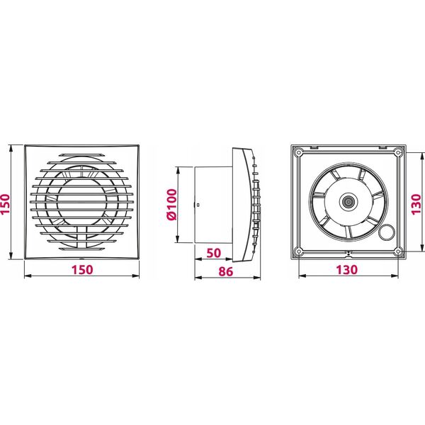 Wentylator AWENTA Wentylator łazienkowy Awenta WFA100 Focus fi 100mm 85m3/h 8W 230V biały 11655518 5905033312838