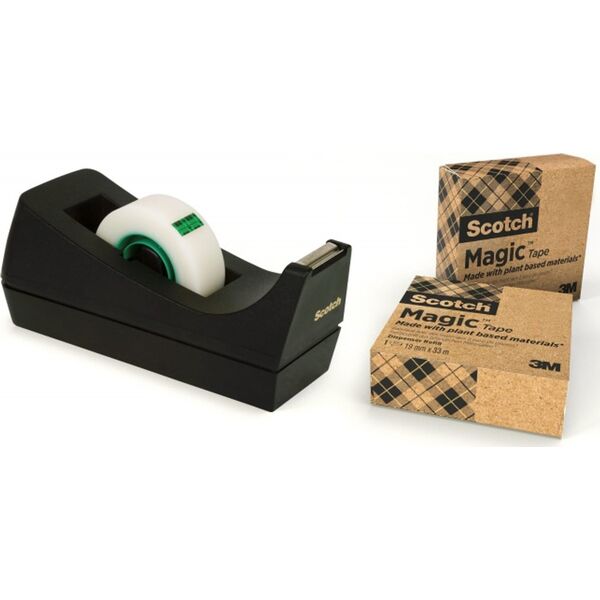 Scotch Taśma biurowa SCOTCH® Magic™ Greener Choice (9-1933R3C38), matowa, 19mm, 33m, 3szt., podajnik C-38 GRATIS 11716175 51141406091