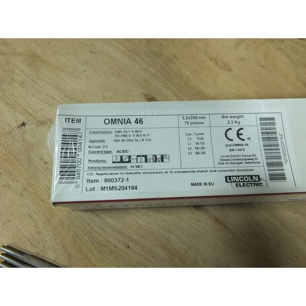 Lincoln Electric ELEKTRODA RUTYLOWA 3,2mm 350mm 2,3kg. OMNIA 46 LINCOLN ELECTRIC 11737320 5945700004147