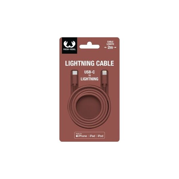 Kabel USB Fresh n Rebel USB-C - Lightning 2 m Brązowy (002149980000) 11739272 8720249803188