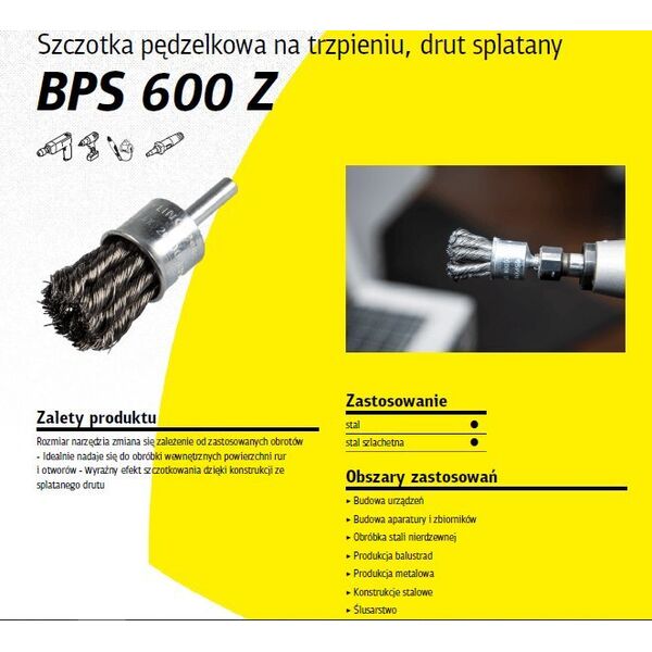 Klingspor K.SZCZOTKA PĘDZELKOWA 19mm BPS600Z DRUT SKRĘCANY NIERDZEWNY 11740348 4014855451913