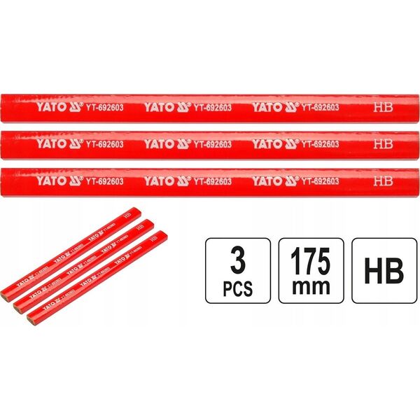 Yato YATO OŁÓWKI STOLARSKIE HB 3szt. 11740574 5906083079924