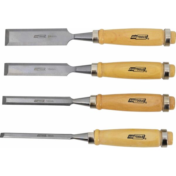 AWTools AWTOOLS ZESTAW DŁUT Z DREWNIANYMI UCHWYTAMI 4 SZTUKI 6/12/18/24 MM 11741026 5903678608408