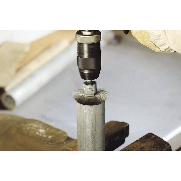 Wolfcraft Szczotka pędzelkowa 25 mm Wolfcraft - drut falisty, trzpień 11757569 4006885847408
