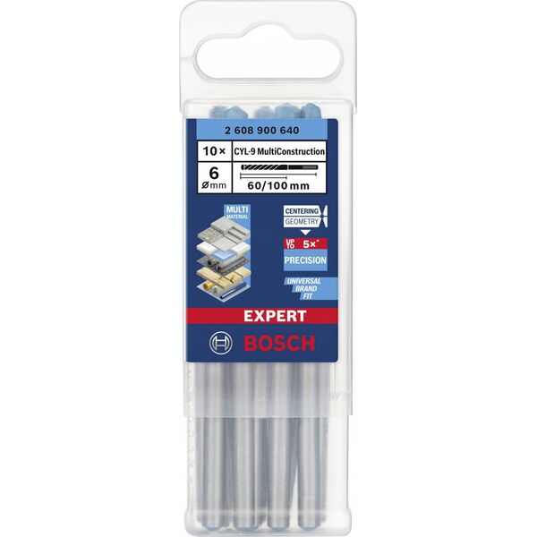 Wiertło Bosch Bosch Expert CYL-9 MultiConstruction drill, 6mm, 10 pieces (working length 60mm) 11817011 4059952539331