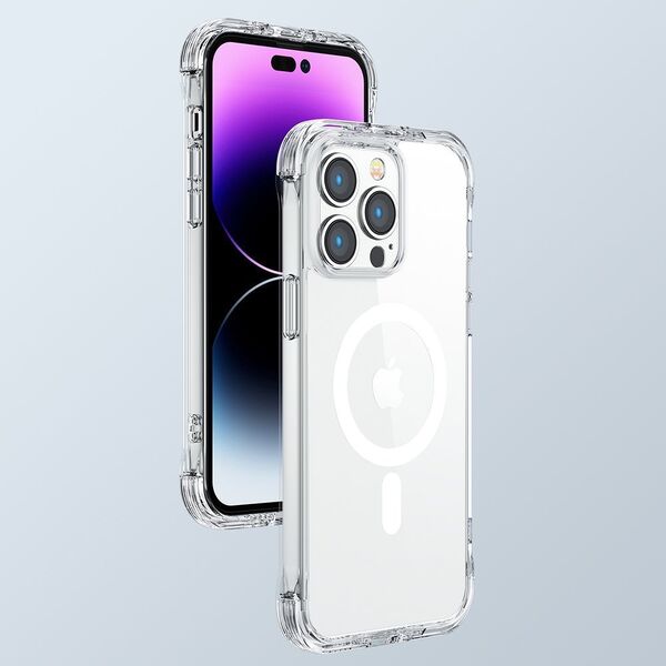 Joyroom Joyroom Magnetic Defender magnetyczne etui do iPhone 14 pancerny pokrowiec z haczykami podstawką przezroczysty (kompatybilne z MagSafe) 11834561 6956116729950
