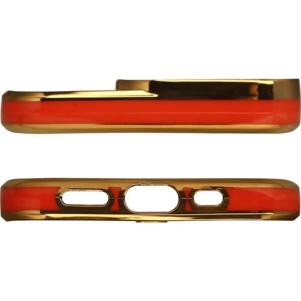 Hurtel Fashion Case etui do iPhone 12 Pro żelowy pokrowiec ze złotą ramką czerwony 11835299 9145576252062
