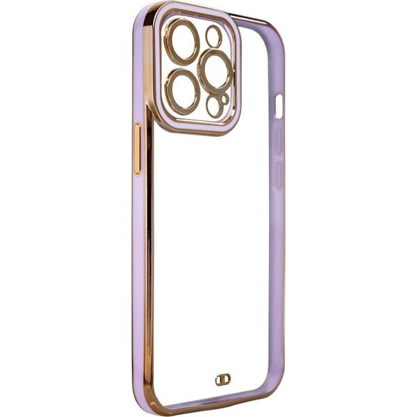 Hurtel Fashion Case etui do iPhone 12 Pro żelowy pokrowiec ze złotą ramką fioletowy 11835305 9145576252055