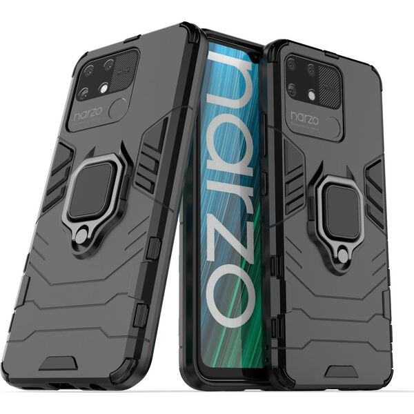 Hurtel Ring Armor pancerne hybrydowe etui pokrowiec + magnetyczny uchwyt Realme Narzo 50A czarny 11866023 9145576257104