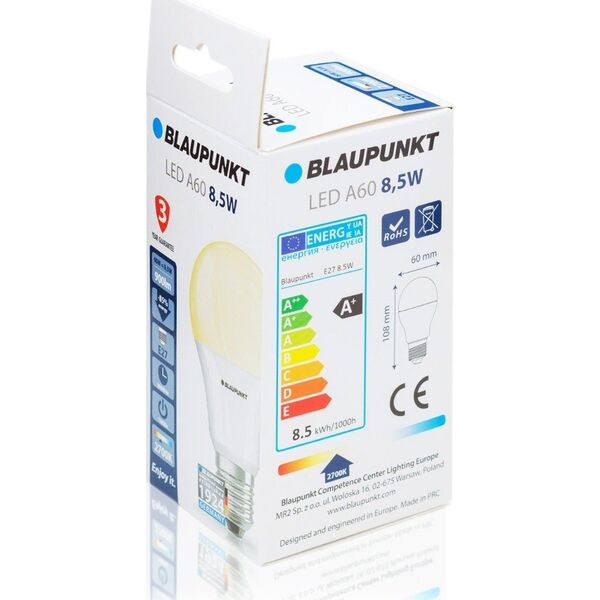 Blaupunkt Zestaw 5 sztuk - Blaupunkt Żarówki LED E27 8,5W barwa ciepła 11868835 5907622671449