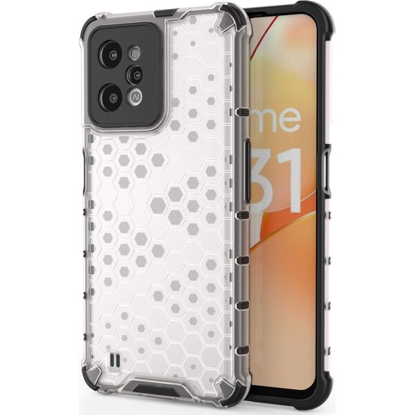 Hurtel Honeycomb etui pancerny pokrowiec z żelową ramką Realme C31 przezroczysty 11873501 9145576257319