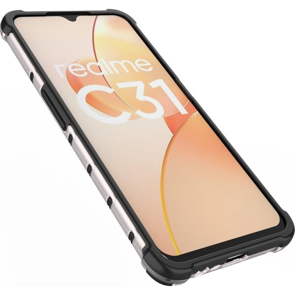 Hurtel Honeycomb etui pancerny pokrowiec z żelową ramką Realme C31 przezroczysty 11873501 9145576257319