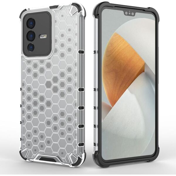 Hurtel Honeycomb etui pancerny pokrowiec z żelową ramką Vivo V23 5G czarny 11873502 9145576257289