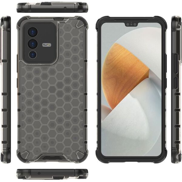 Hurtel Honeycomb etui pancerny pokrowiec z żelową ramką Vivo V23 5G czarny 11873502 9145576257289