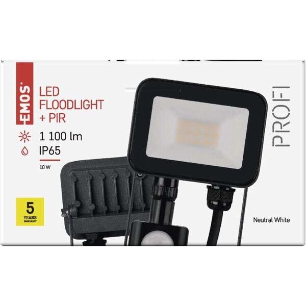 Naświetlacz Emos Naświetlacz LED Emos Profi/Ideo PIR ZS2712 10W 1100lm 4000K IP65 czujnik ruchu PIR czarny 11955268 8592920105801