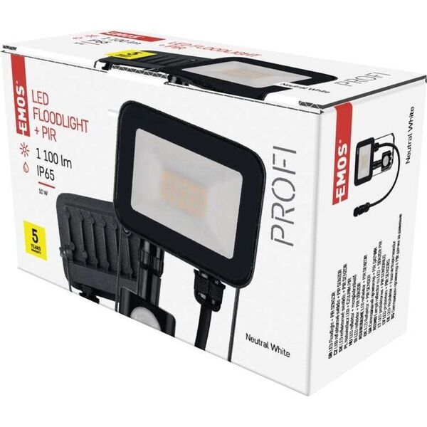 Naświetlacz Emos Naświetlacz LED Emos Profi/Ideo PIR ZS2712 10W 1100lm 4000K IP65 czujnik ruchu PIR czarny 11955268 8592920105801