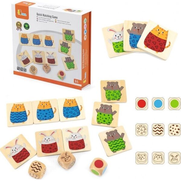 Viga Toys VIGA Drewniana Układanka Gra w Szybkie Dopasowanie 27 el. 11963694 6971608446511