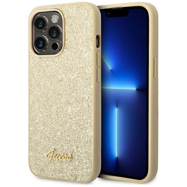 Guess Etui Guess GUHCP14LHGGSHD Apple iPhone 14 Pro złoty/gold hard case Glitter Script 12175753 3666339065102