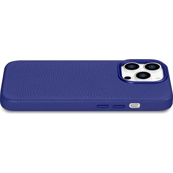 iCarer iCarer Litchi Premium Leather Case skórzane etui iPhone 14 Pro Max magnetyczne z MagSafe ciemnoniebieski (WMI14220712-DB) 12291665 6975092685579