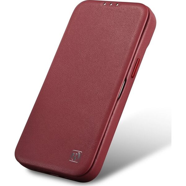 iCarer iCarer CE Premium Leather Folio Case skórzane etui iPhone 14 Plus z klapką magnetyczne MagSafe czerwony (WMI14220715-RD) 12291679 6975092685753