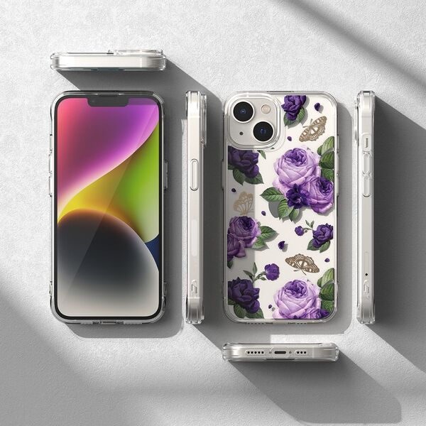Ringke Ringke Fusion Design pancerne etui pokrowiec z żelową ramką iPhone 14 Plus przezroczysty (Purple rose) (FD637E29) 12291715 8809881265605