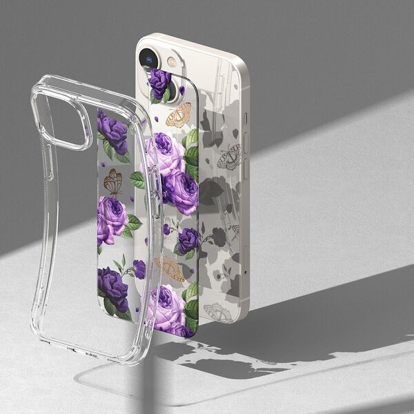 Ringke Ringke Fusion Design pancerne etui pokrowiec z żelową ramką iPhone 14 Plus przezroczysty (Purple rose) (FD637E29) 12291715 8809881265605