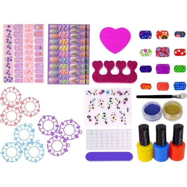 LeanToys Zestaw Do Malowania Paznokci Lakiery Naklejki Wzorniki Brokaty 12297894 5905214970314