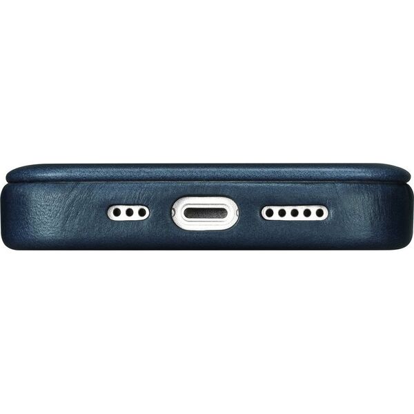 iCarer iCarer CE Oil Wax Premium Leather Folio Case skórzane etui iPhone 14 z klapką magnetyczne MagSafe niebieski (AKI14220705-BU) 12299849 6975092684435