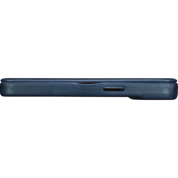 iCarer iCarer CE Oil Wax Premium Leather Folio Case skórzane etui iPhone 14 z klapką magnetyczne MagSafe niebieski (AKI14220705-BU) 12299849 6975092684435