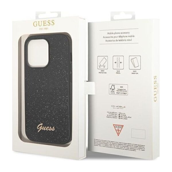 Guess Etui Guess GUHCP14LHGGSHK Apple iPhone 14 Pro czarny/black hard case Glitter Script 12311869 3666339065140