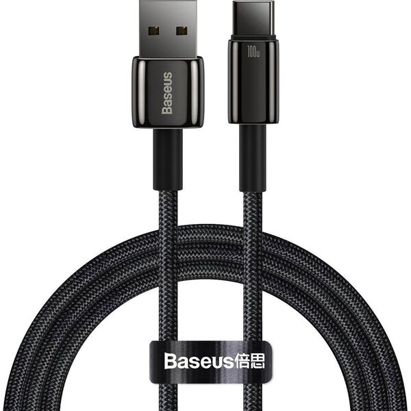 Kabel USB Baseus USB-A - USB-C 1 m Czarny (CAWJ000001) 12367099 6932172618087